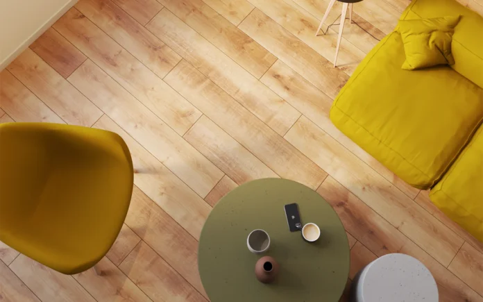 Sol stratifié Artens Design Westport : élégance et robustesse pour vos pièces humides grâce à sa résistance à l'eau et son aspect bois authentique